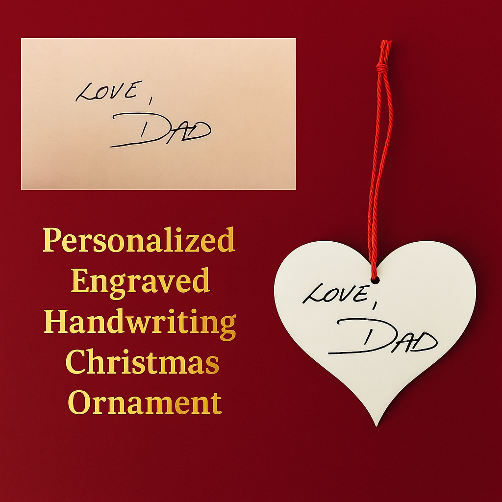 Personalized Handwriting Christmas Ornament • Memorial Keepsake • Engraved Signature Ornament • Custom Handwriting Gift • Heart or Round