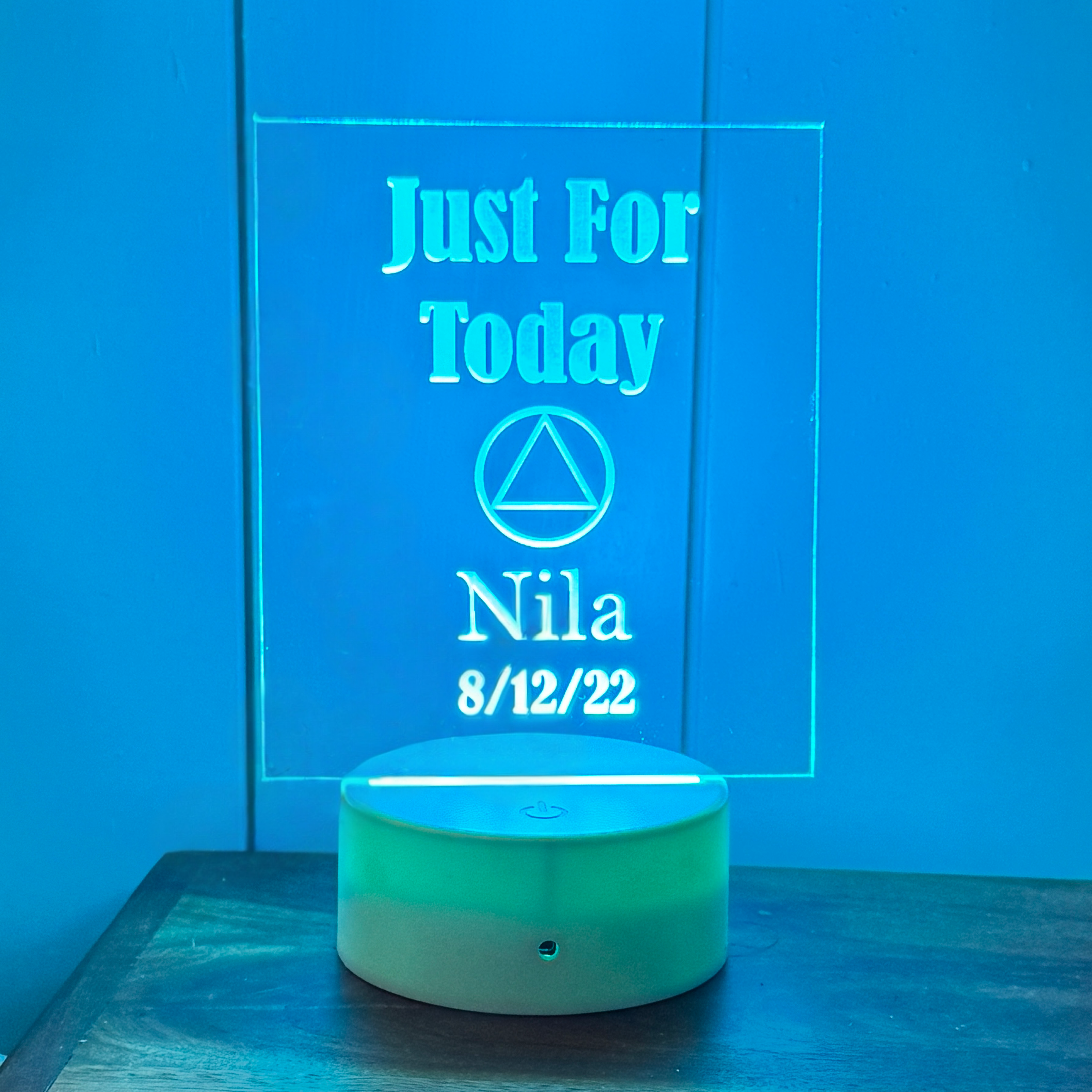 Personalized Sobriety Light  Recovery Night Light AA Gift Custom Name Sober Date Color Changing LED Acrylic Lamp