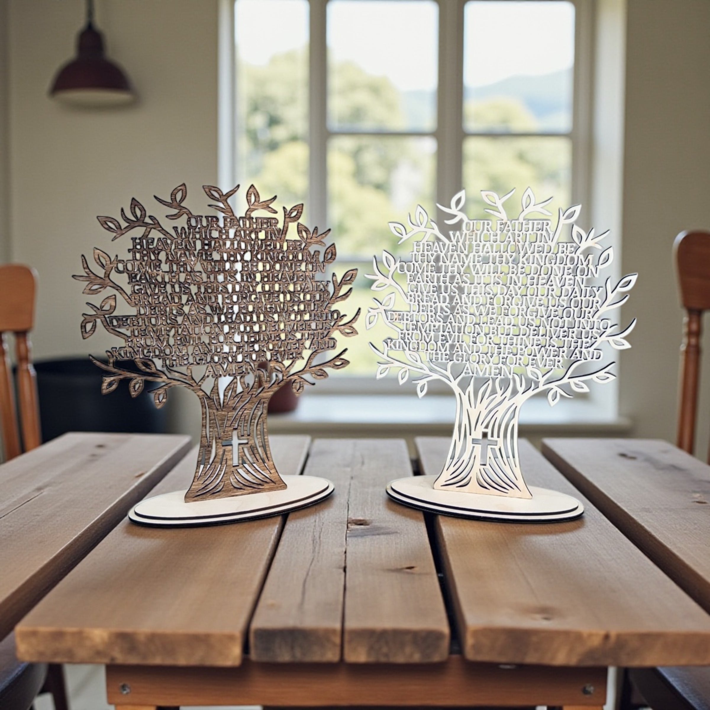 Tree of Life Our Father Lord’s Prayer Wood Display Piece — Faith, Recovery & Sobriety Keepsake