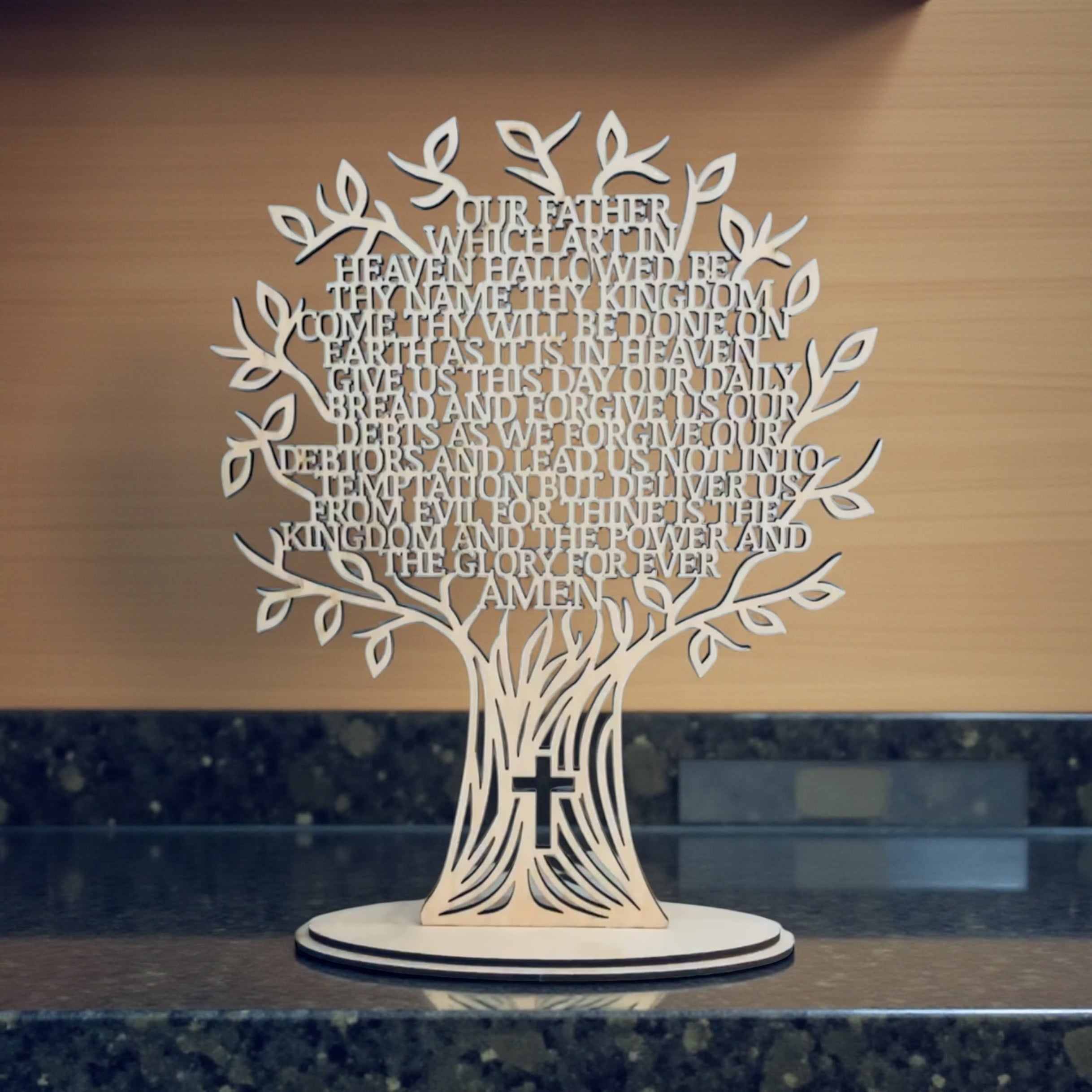 Tree of Life Our Father Lord’s Prayer Wood Display Piece — Faith, Recovery & Sobriety Keepsake