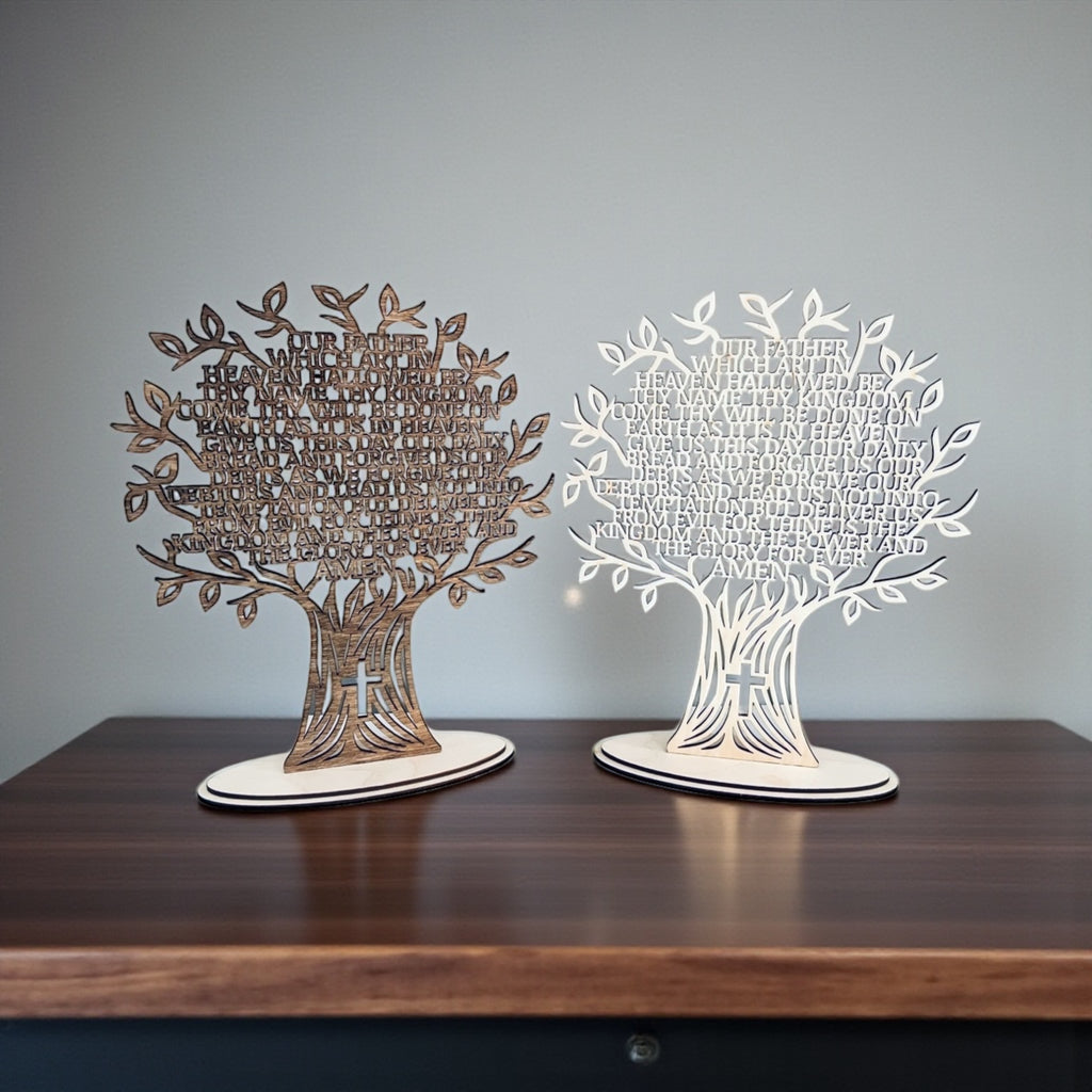 Tree of Life Our Father Lord’s Prayer Wood Display Piece — Faith, Recovery & Sobriety Keepsake