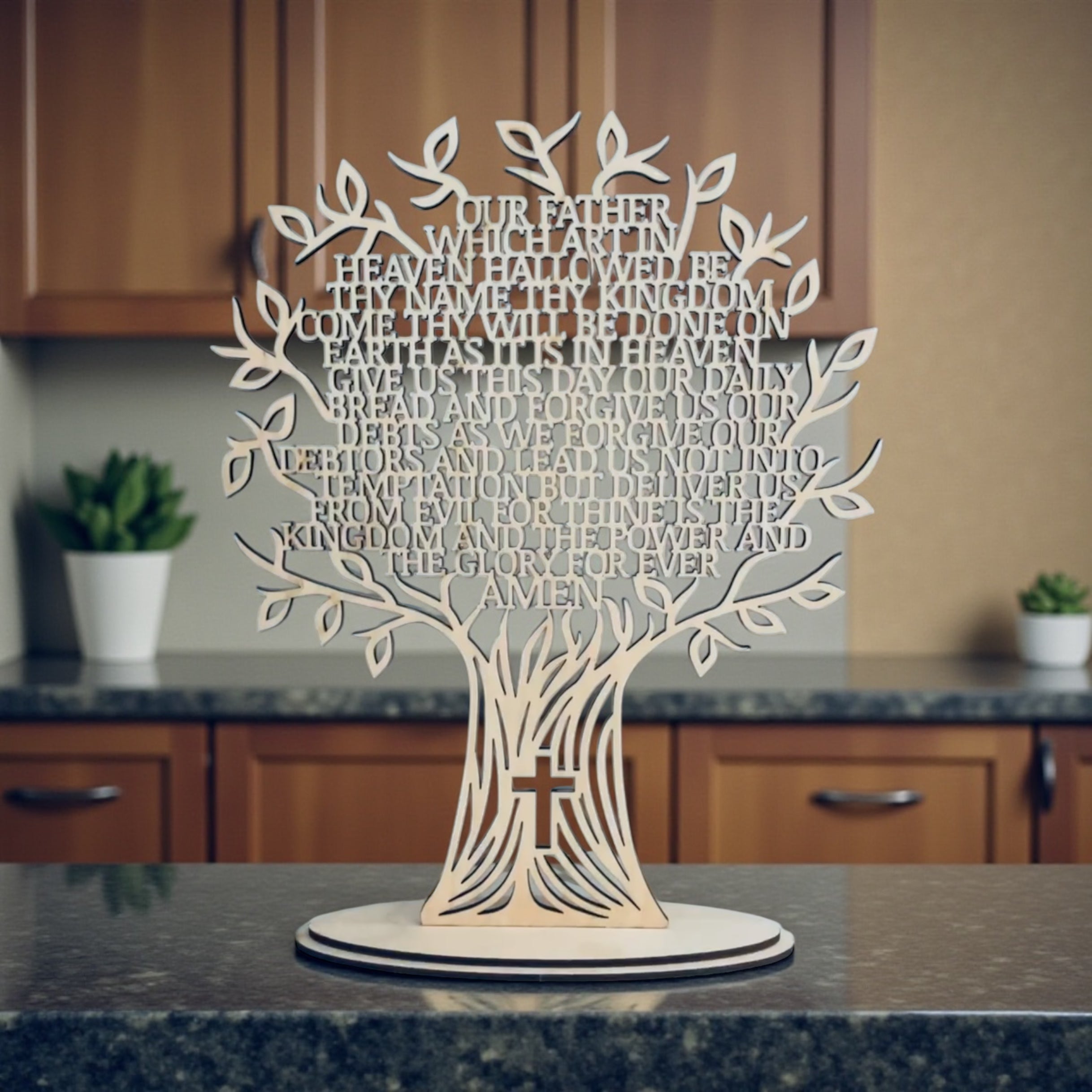 Tree of Life Our Father Lord’s Prayer Wood Display Piece — Faith, Recovery & Sobriety Keepsake