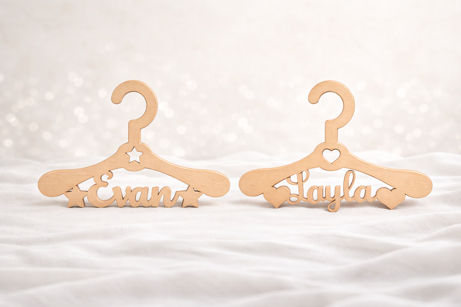 Personalized Newborn Name Baby Hanger Custom Laser Created Infant Keepsake Shower Gift