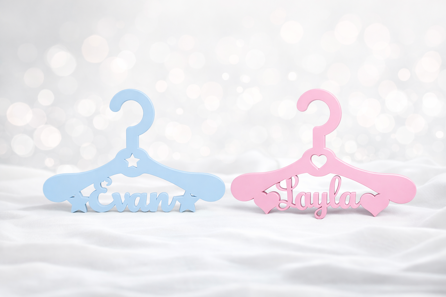 Personalized Newborn Name Baby Hanger Custom Laser Created Infant Keepsake Shower Gift