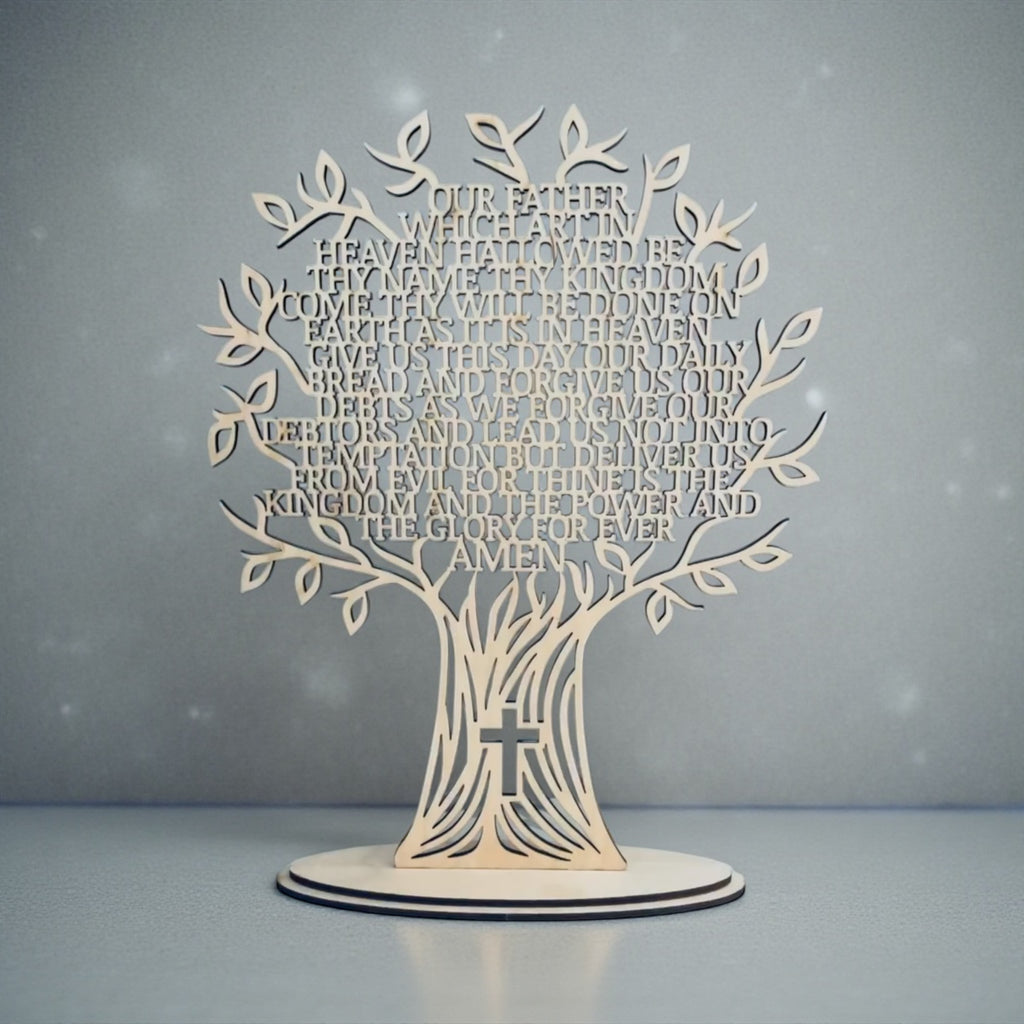 Tree of Life Our Father Lord’s Prayer Wood Display Piece — Faith, Recovery & Sobriety Keepsake