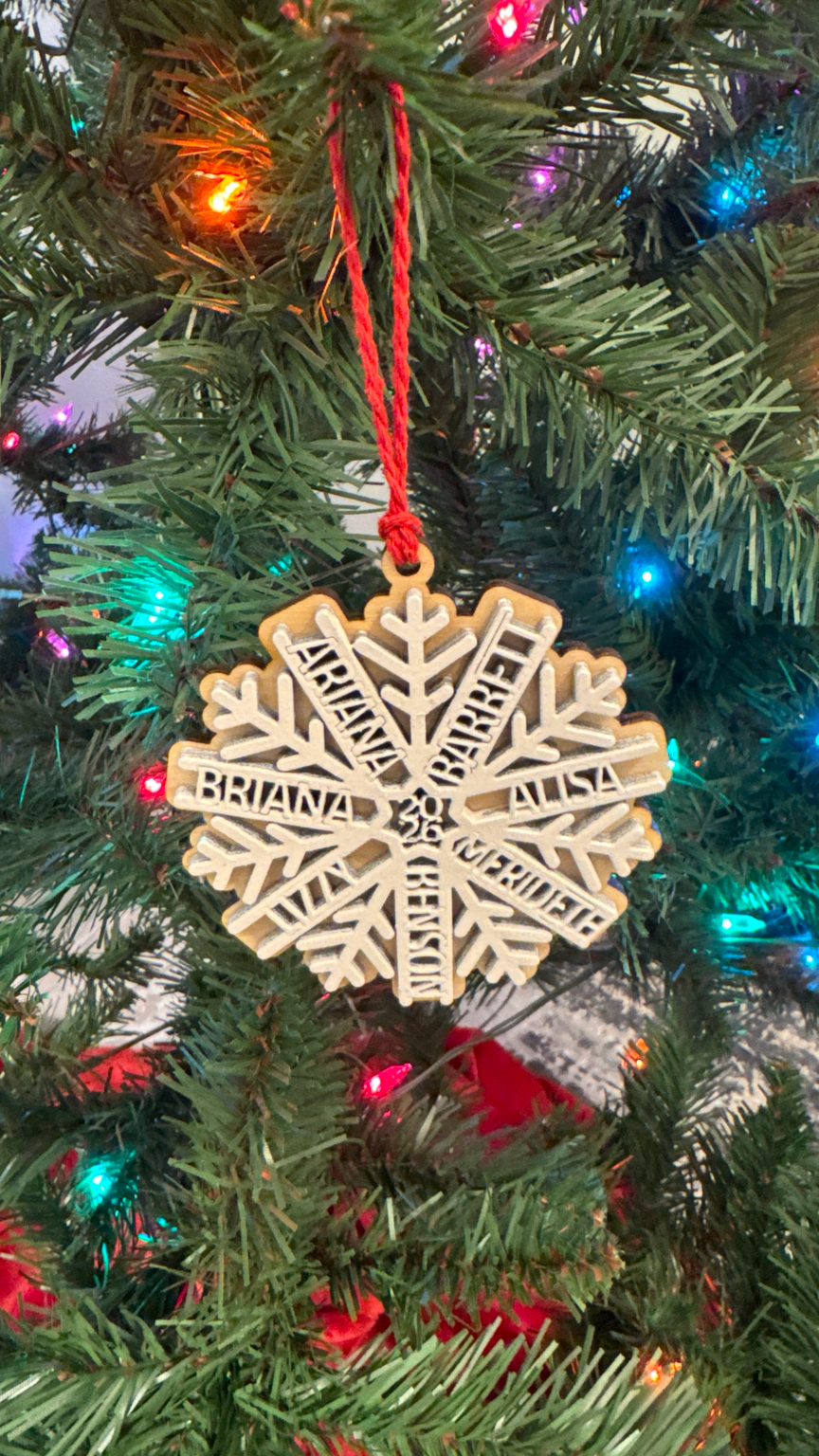 Personalized Family Christmas Ornament Custom Snowflake Date Frosted Cookie Wooden Family Keepsake