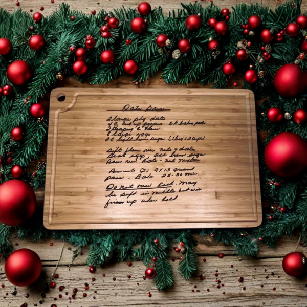 Custom Engraved Handwritten Recipe Cutting Board – Personalized Bamboo Keepsake Gift