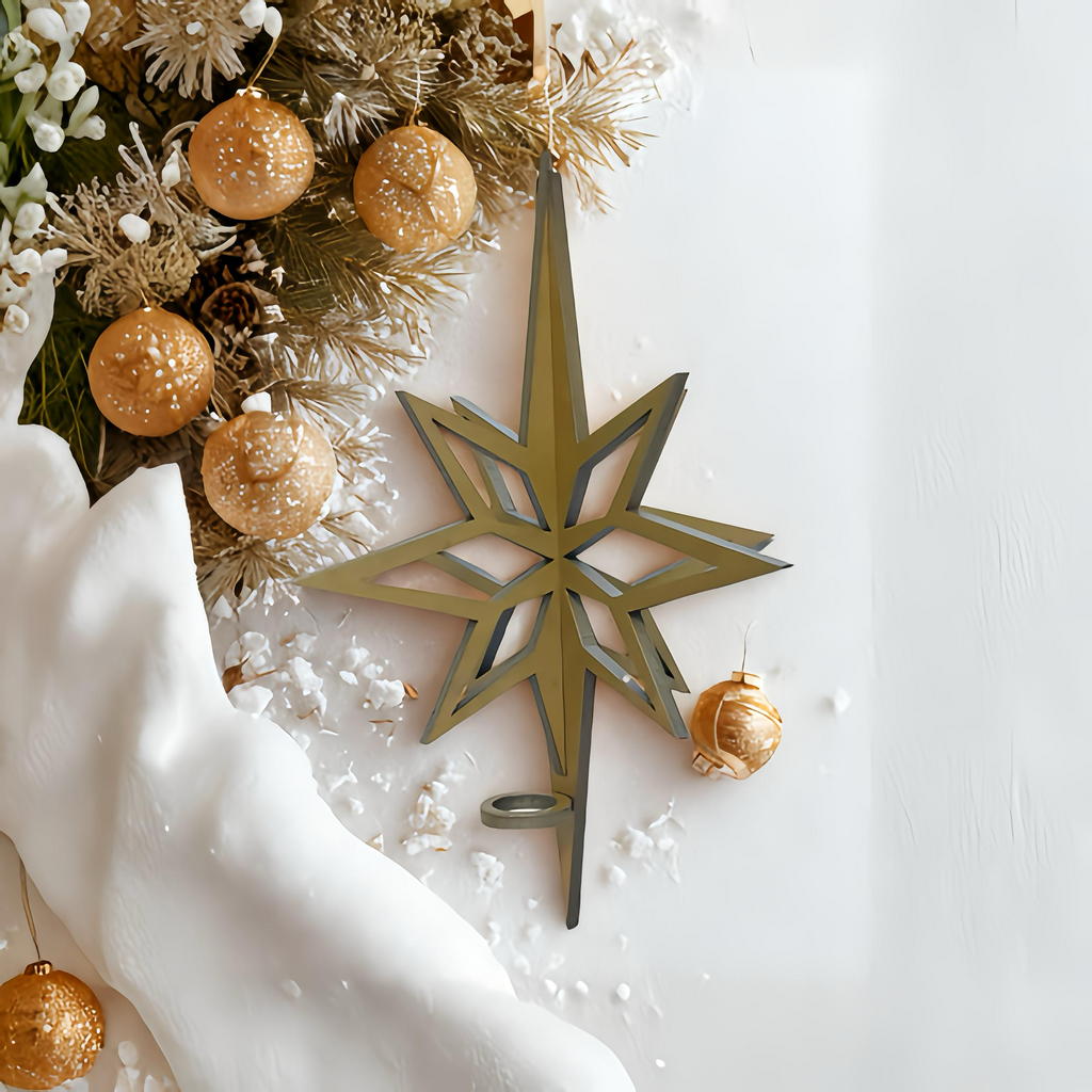 3D Wooden Christmas Star Laser Cut Tree Topper $23-$40 Red Gold Silver Natural