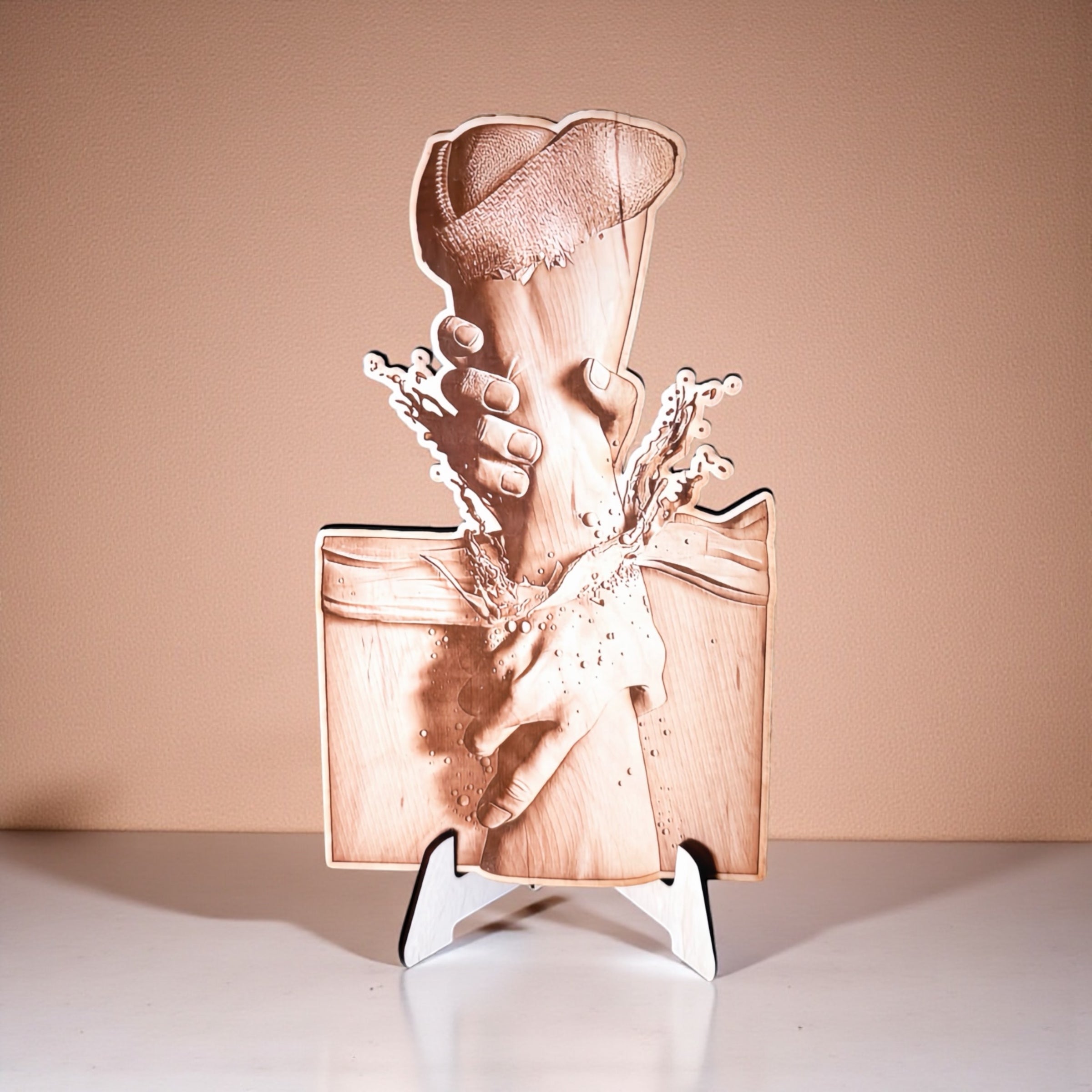 Hand of God Reaching from Above – Christian Recovery Wall Art | Laser Etched Faith & Sobriety Gift | 3D Wood Illusion