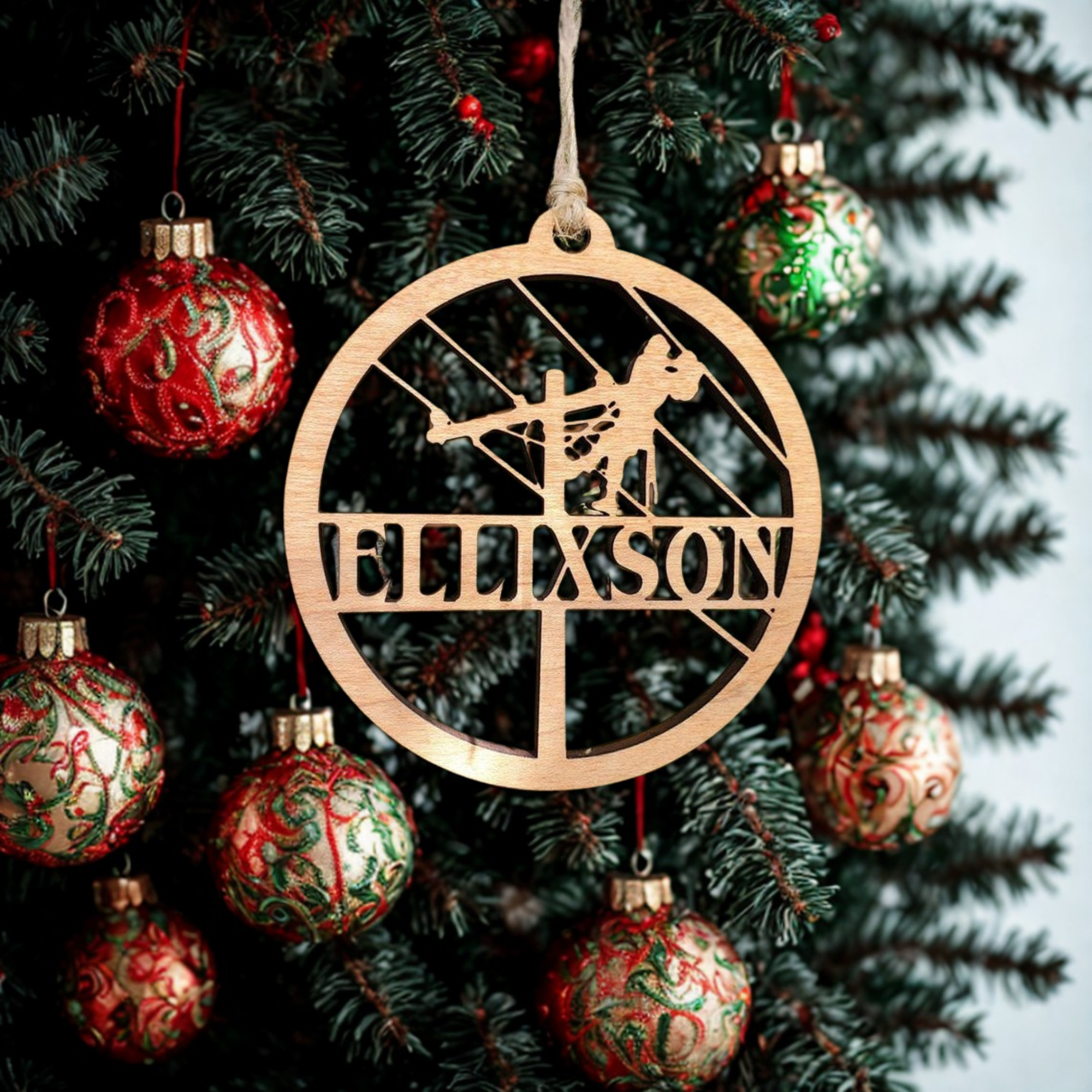 Personalized Lineman Laser Cut Christmas Ornament