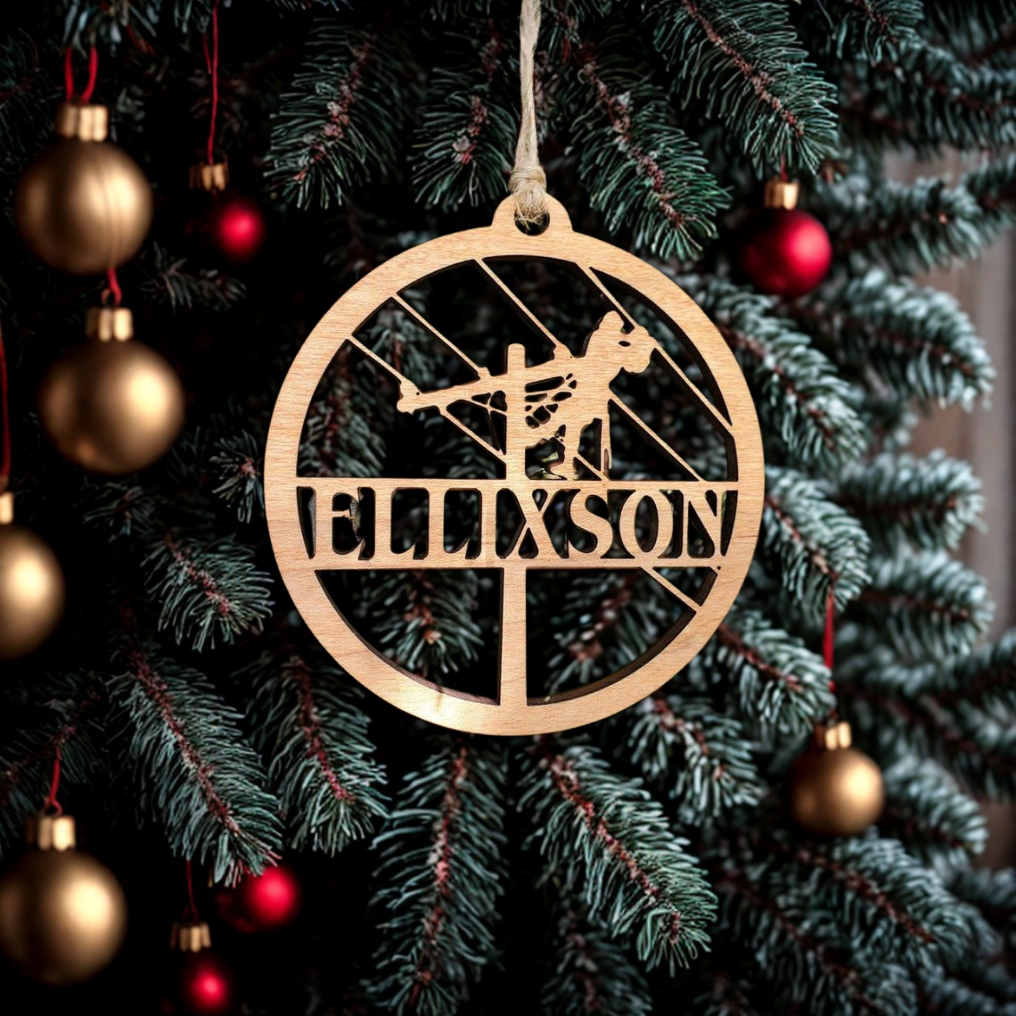 Personalized Lineman Laser Cut Christmas Ornament