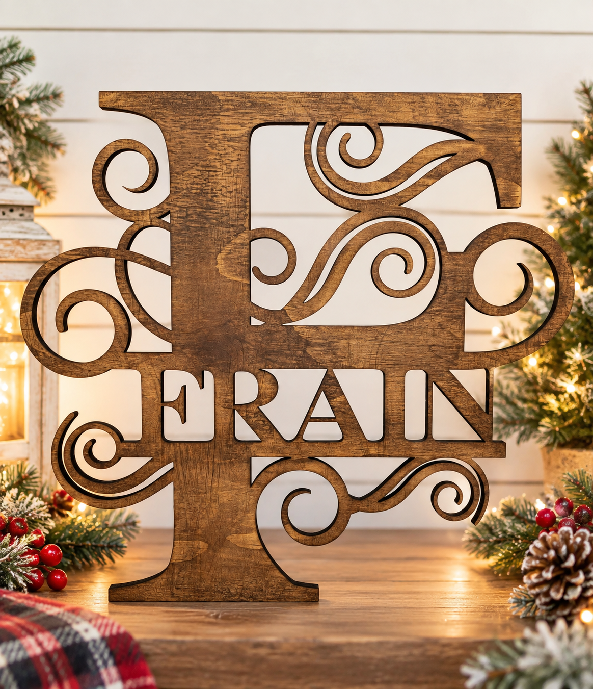 Personalized Split Monogram Decorative Wood Sign