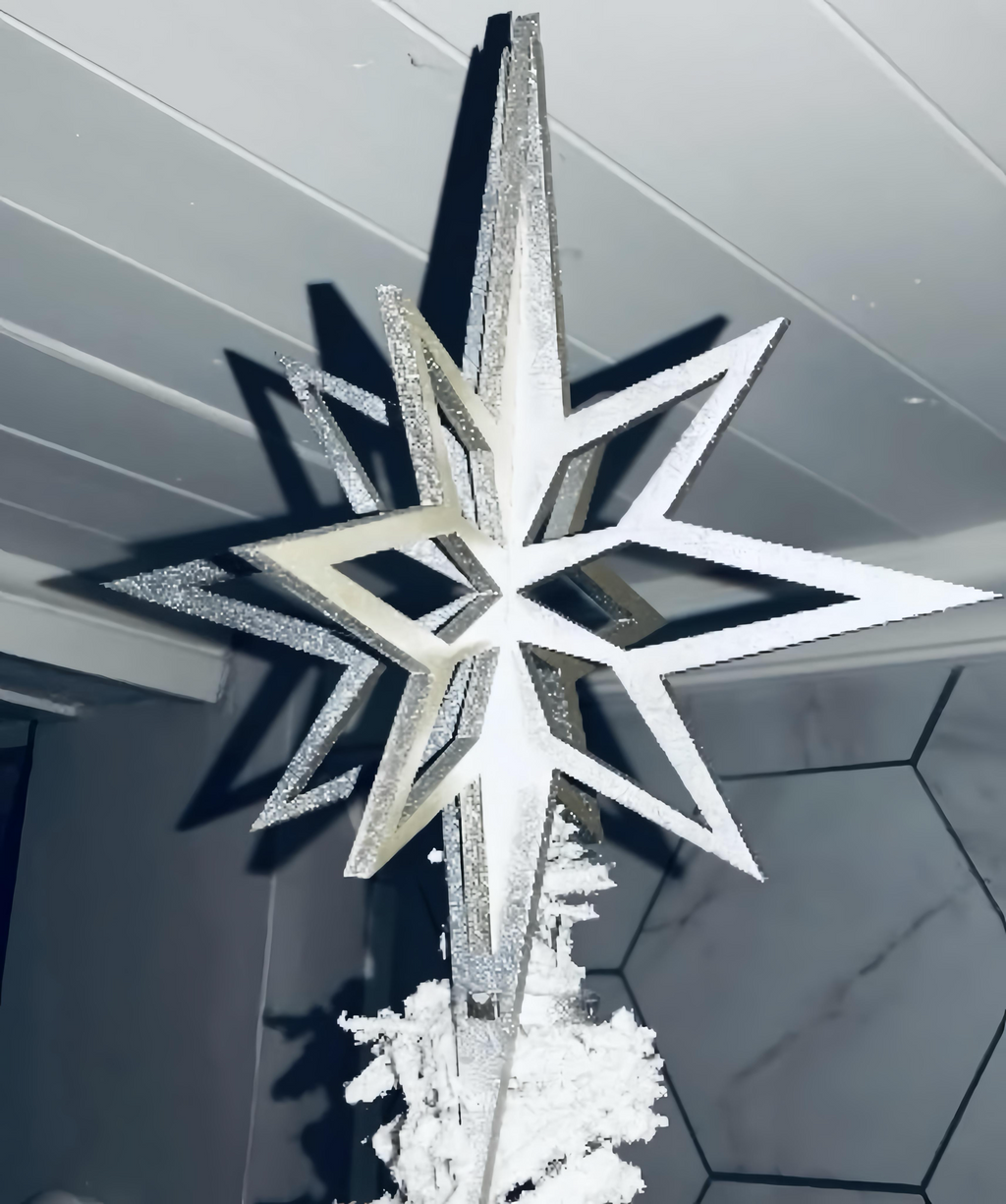 3D Wooden Christmas Star Laser Cut Tree Topper $23-$40 Red Gold Silver Natural