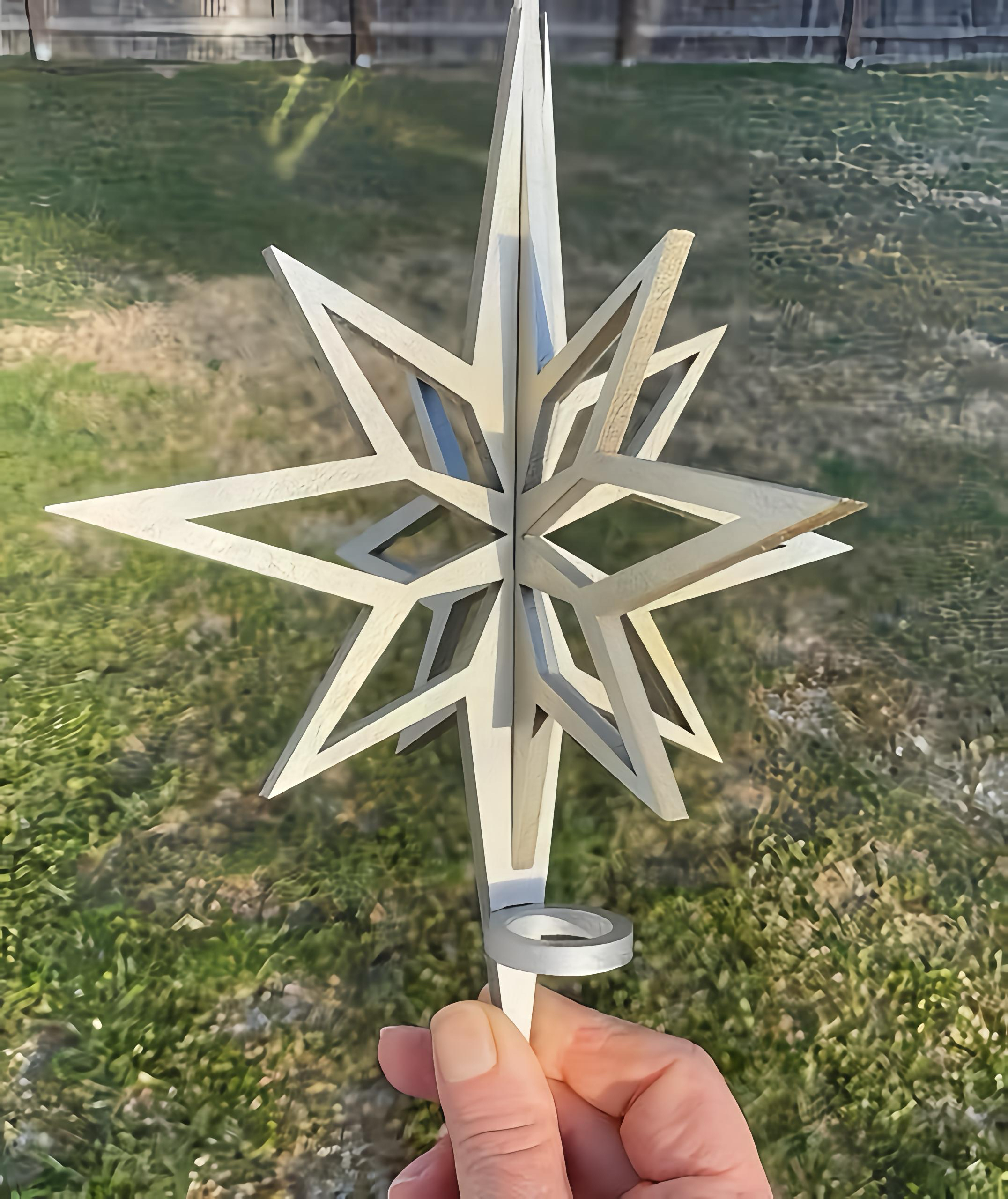 3D Wooden Christmas Star Laser Cut Tree Topper $23-$40 Red Gold Silver Natural