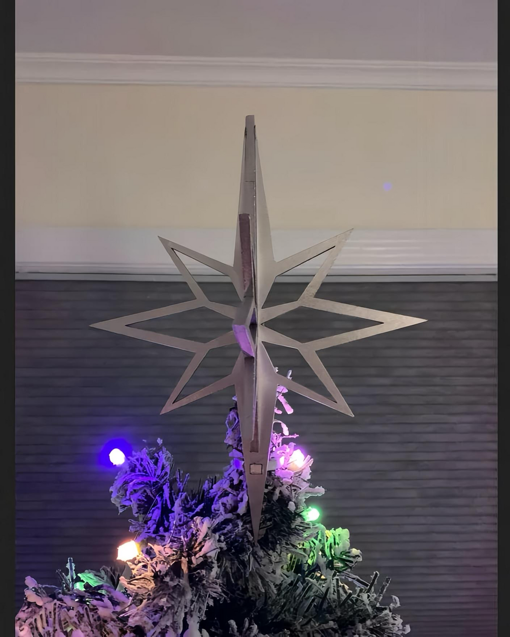 3D Wooden Christmas Star Laser Cut Tree Topper $23-$40 Red Gold Silver Natural