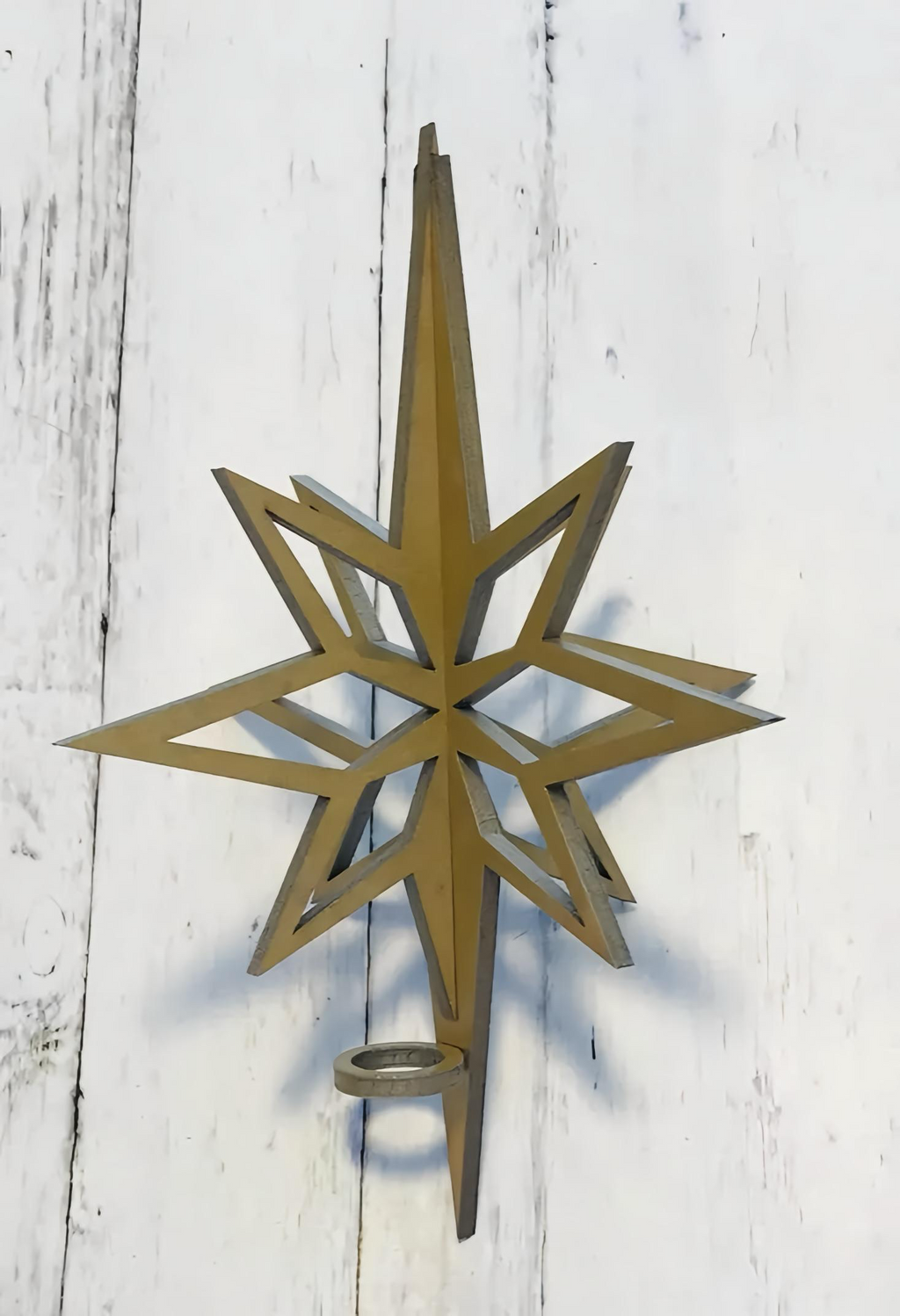 3D Wooden Christmas Star Laser Cut Tree Topper $23-$40 Red Gold Silver Natural