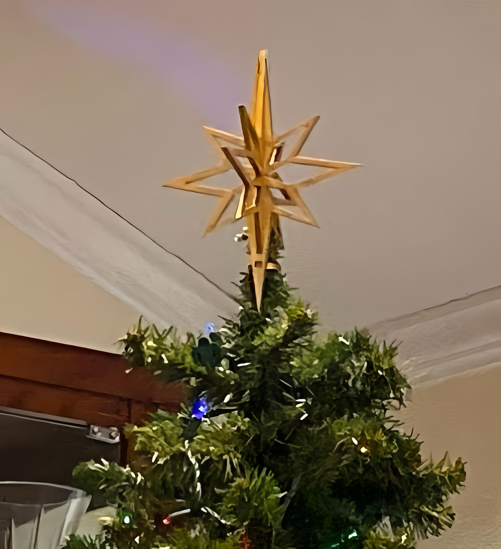 3D Wooden Christmas Star Laser Cut Tree Topper $23-$40 Red Gold Silver Natural