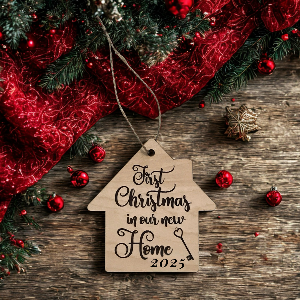 First Christmas in Our New Home Wood House Ornament (2025)