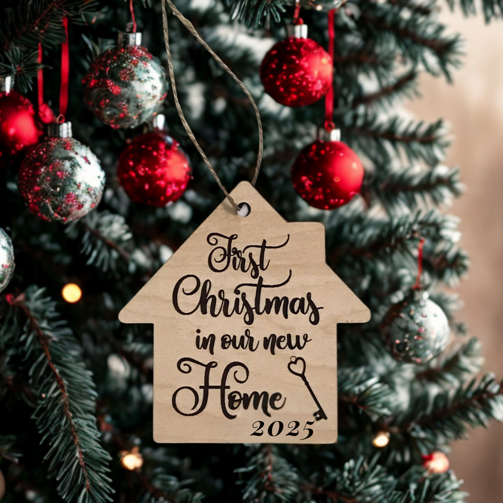 First Christmas in Our New Home Wood House Ornament (2025)