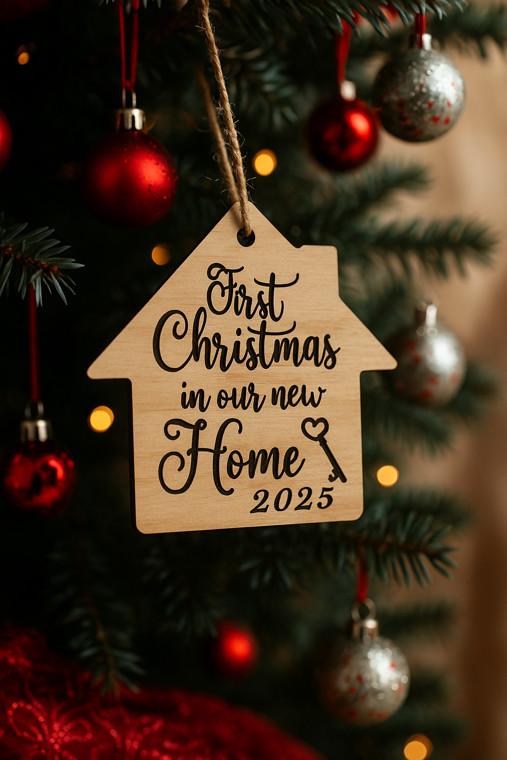 First Christmas in Our New Home Wood House Ornament (2025)
