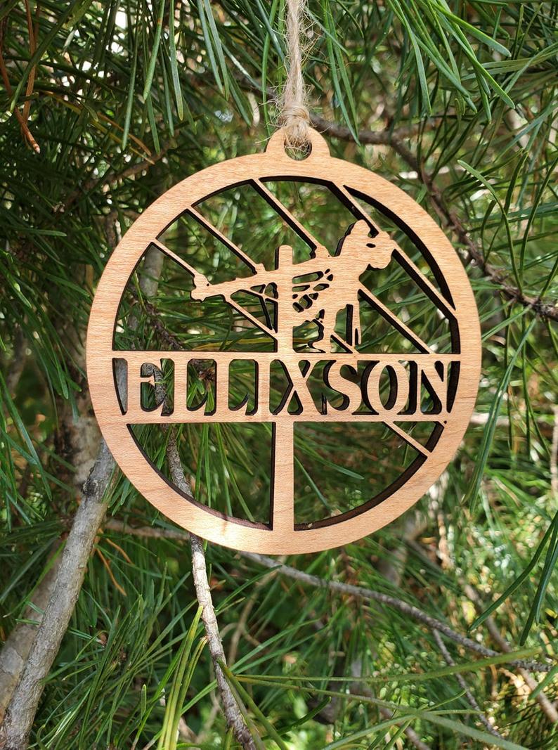 Personalized Lineman Laser Cut Christmas Ornament