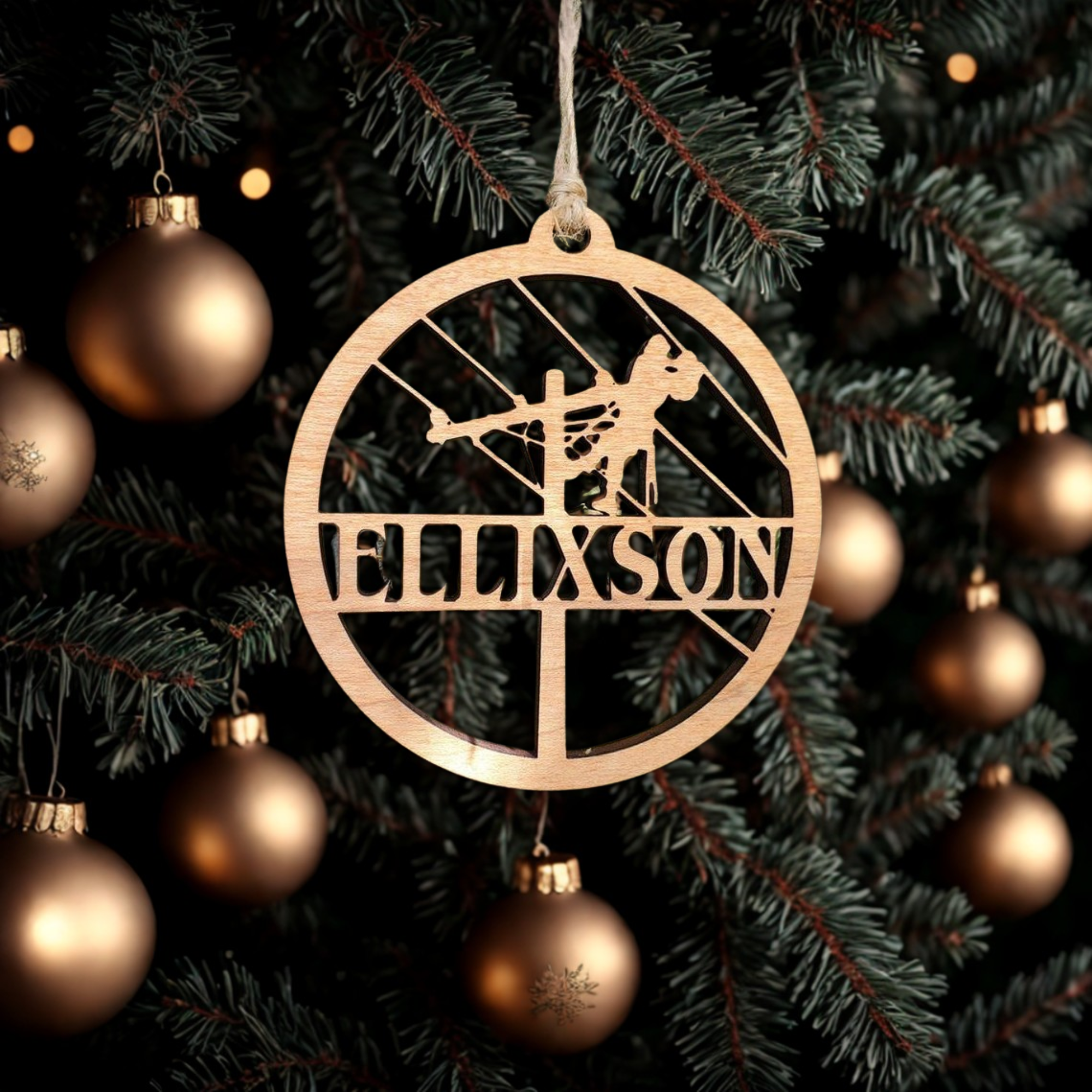 Personalized Lineman Laser Cut Christmas Ornament