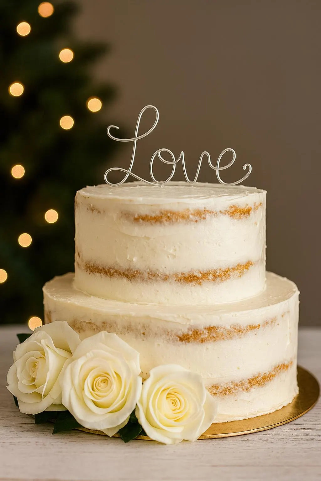 Love Wire Wedding Cake Topper in Silver Red or Gold