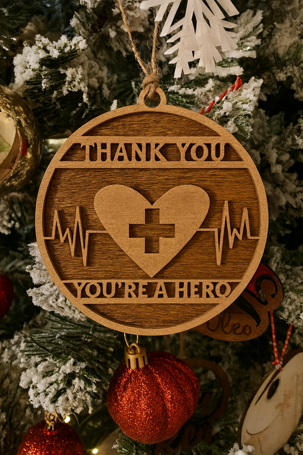 Healthcare Worker Thank You Hero Nurse Doctor RN EMT Christmas Medical Ornament 2025