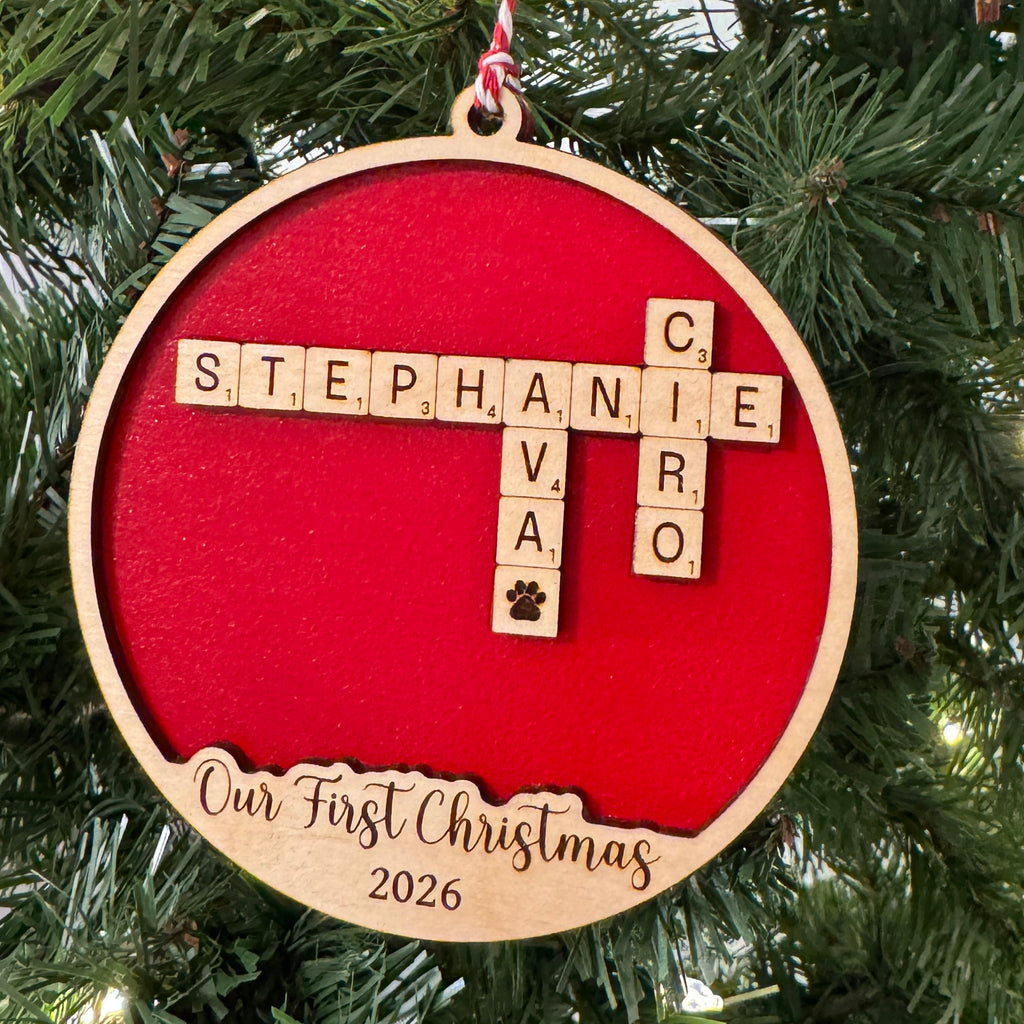 Personalized Family Scrabble Christmas Ornament