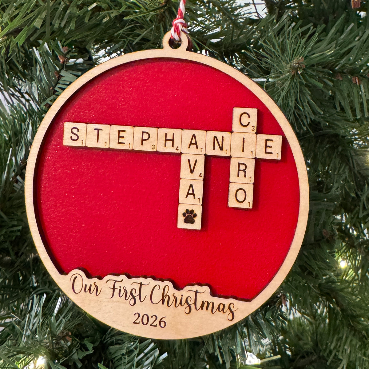 Personalized Family Scrabble Christmas Ornament