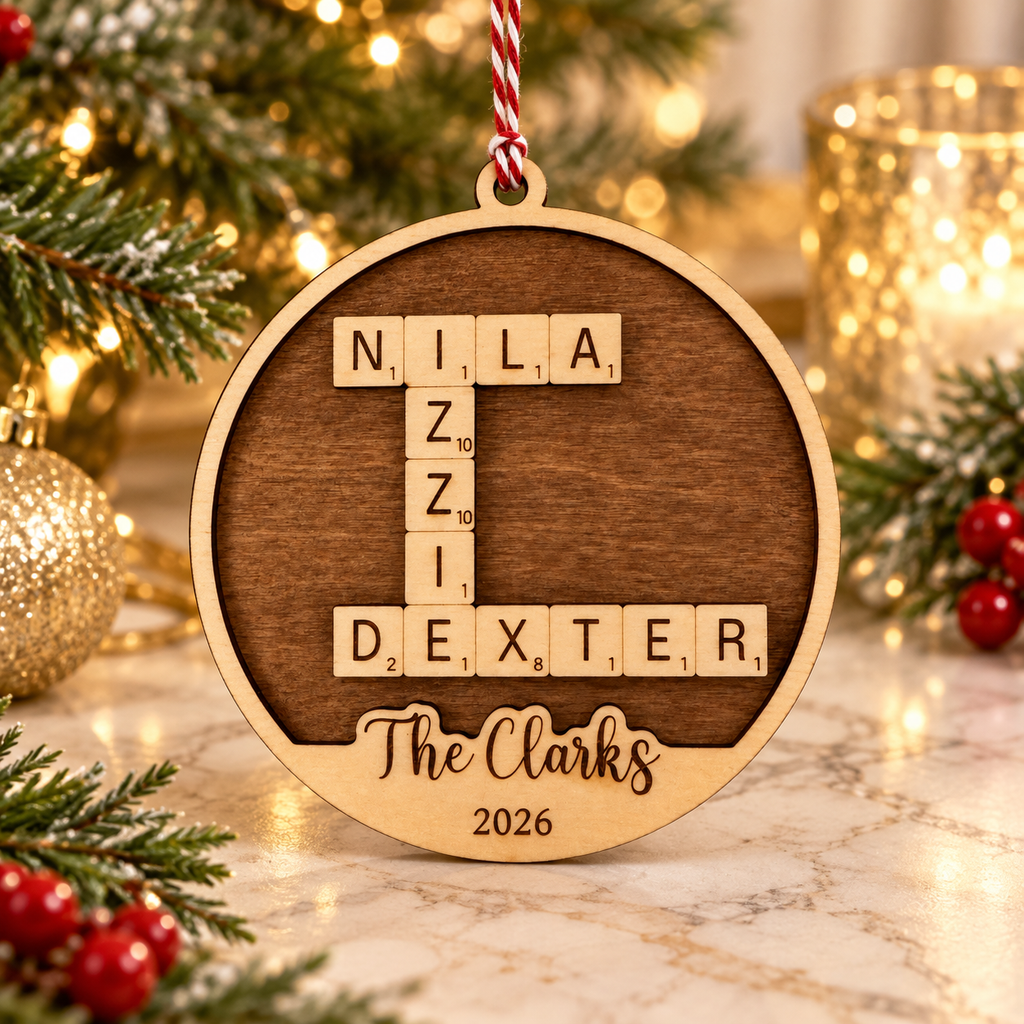 Personalized Family Scrabble Christmas Ornament