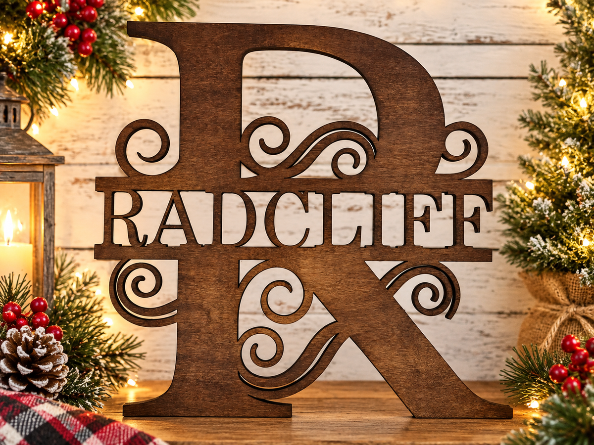Personalized Split Monogram Decorative Wood Sign