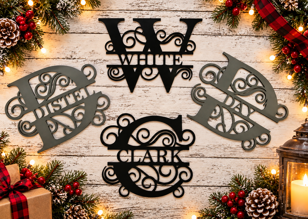 Personalized Split Monogram Decorative Wood Sign