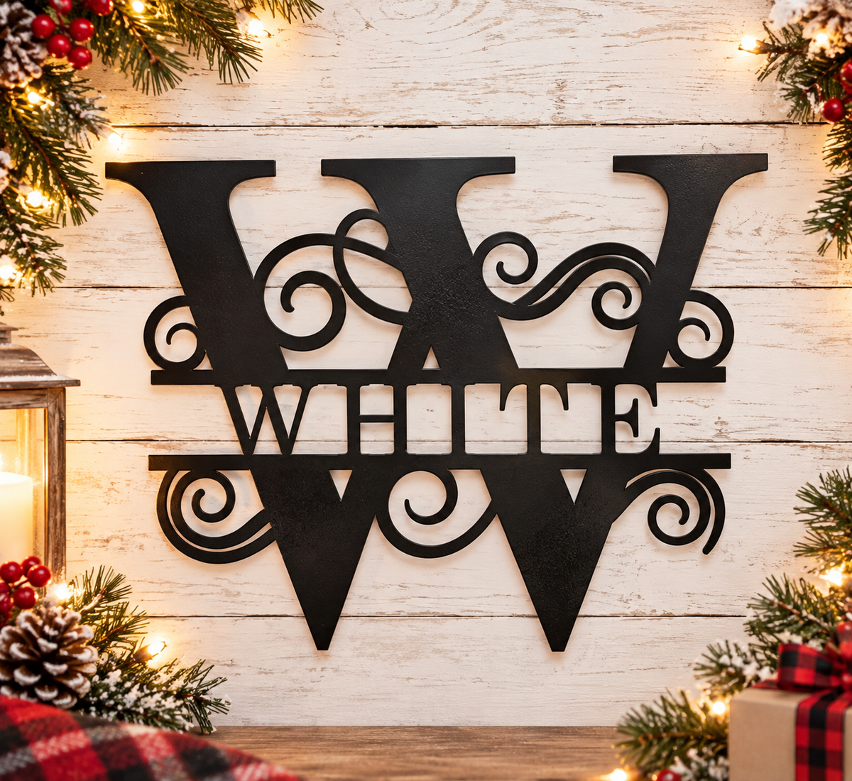 Personalized Split Monogram Decorative Wood Sign