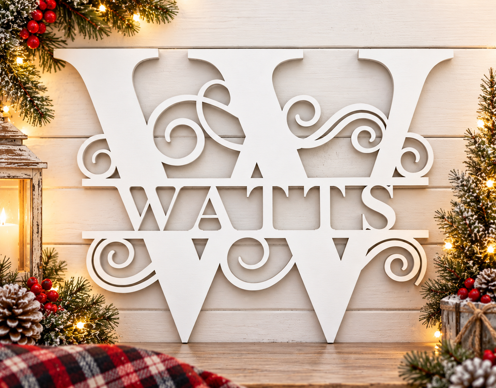 Personalized Split Monogram Decorative Wood Sign