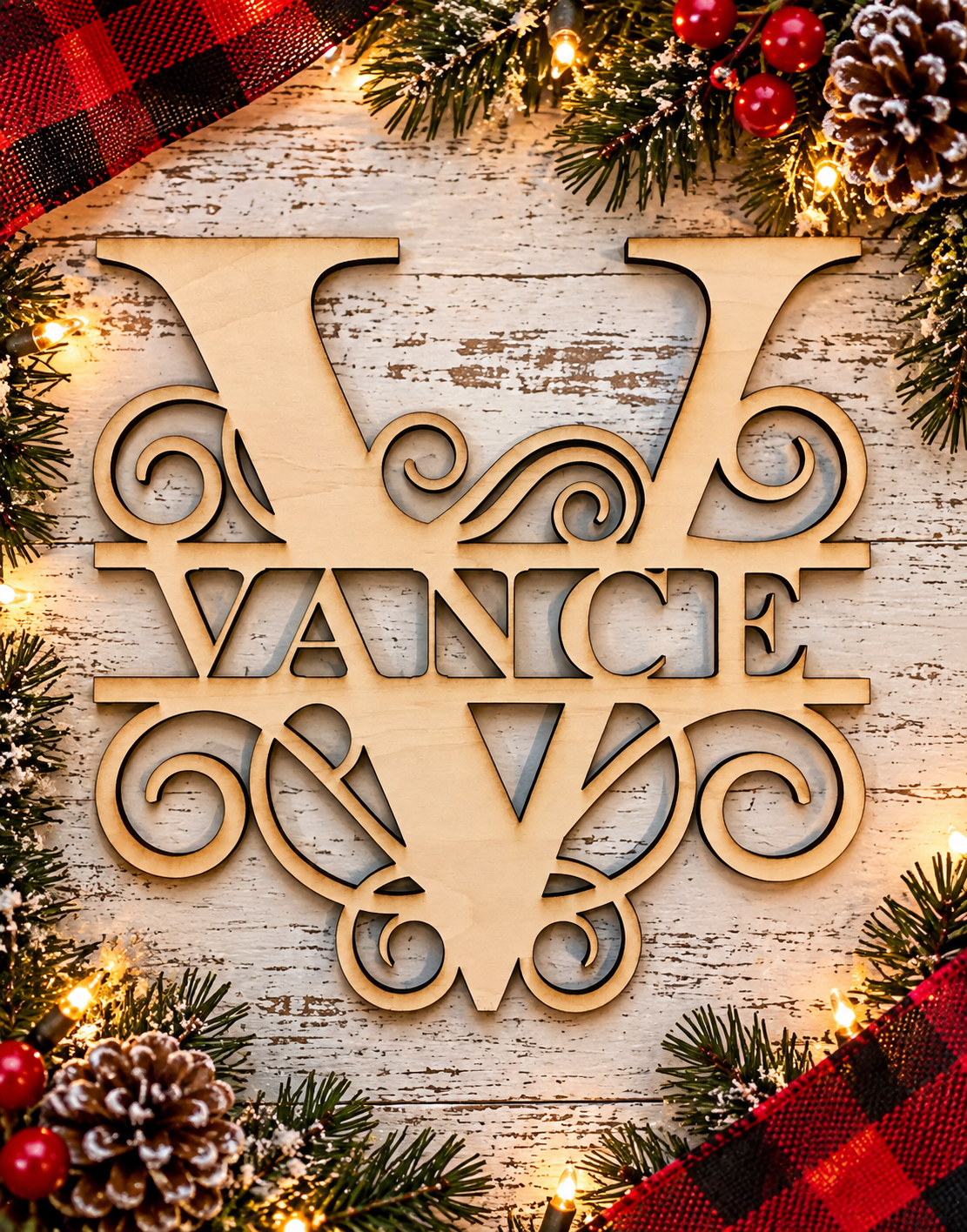 Personalized Split Monogram Decorative Wood Sign