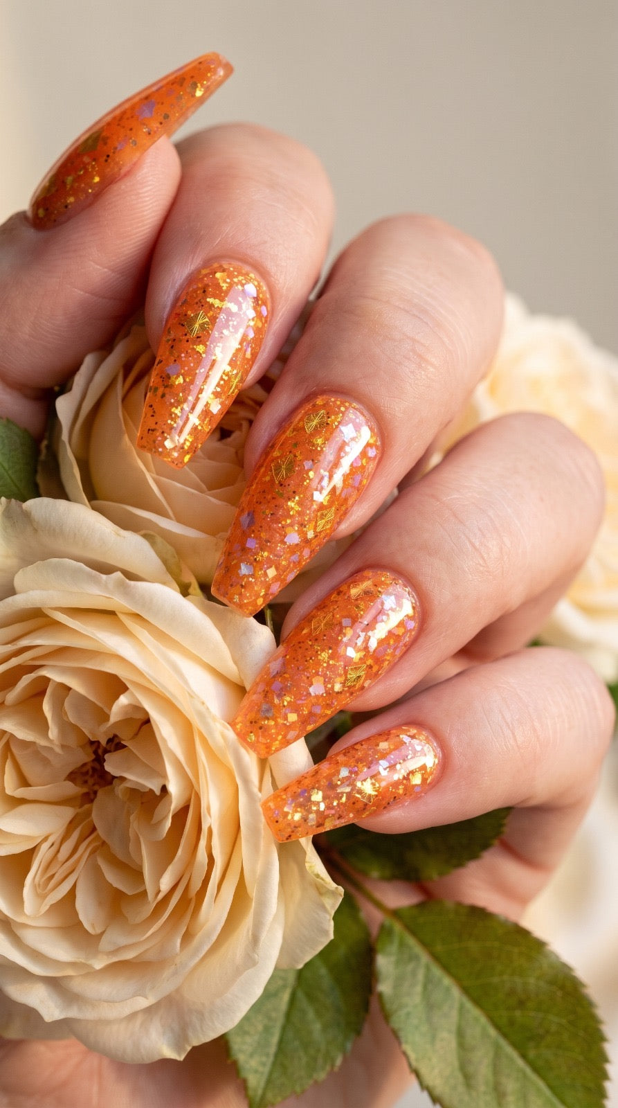 Fall Glitterati | Holographic Gold Glitter Gel Press-On Nails