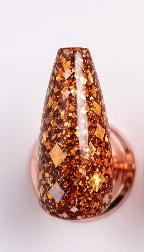 Fall Glitterati | Holographic Gold Glitter Gel Press-On Nails