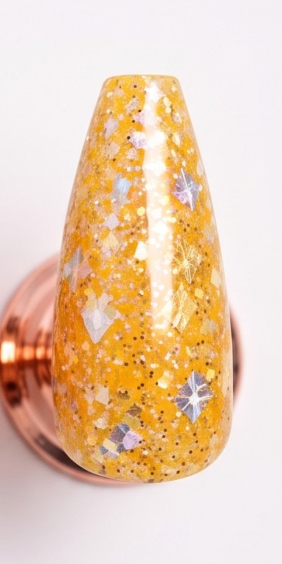 Fall Glitterati | Holographic Gold Glitter Gel Press-On Nails