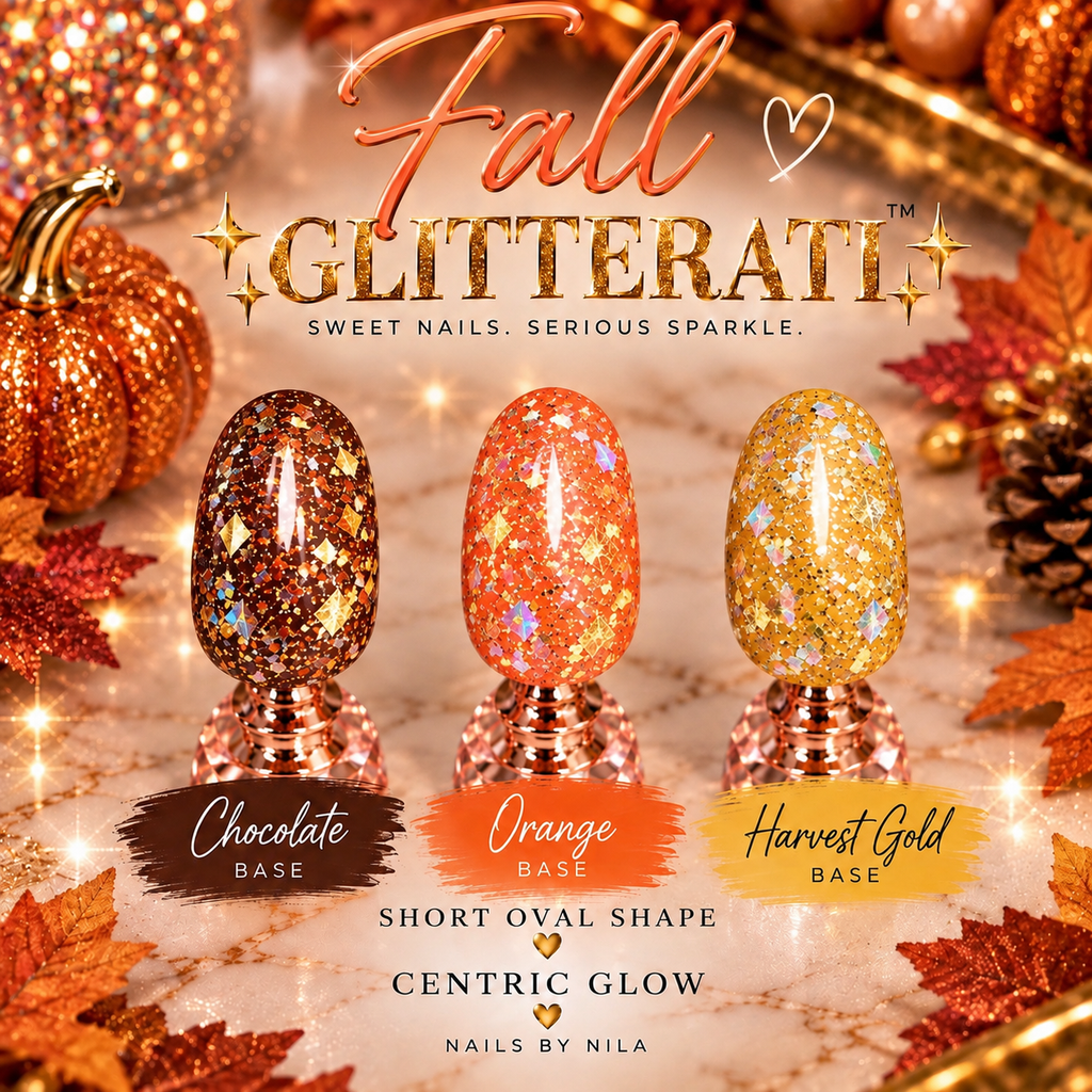 Fall Glitterati | Holographic Gold Glitter Gel Press-On Nails