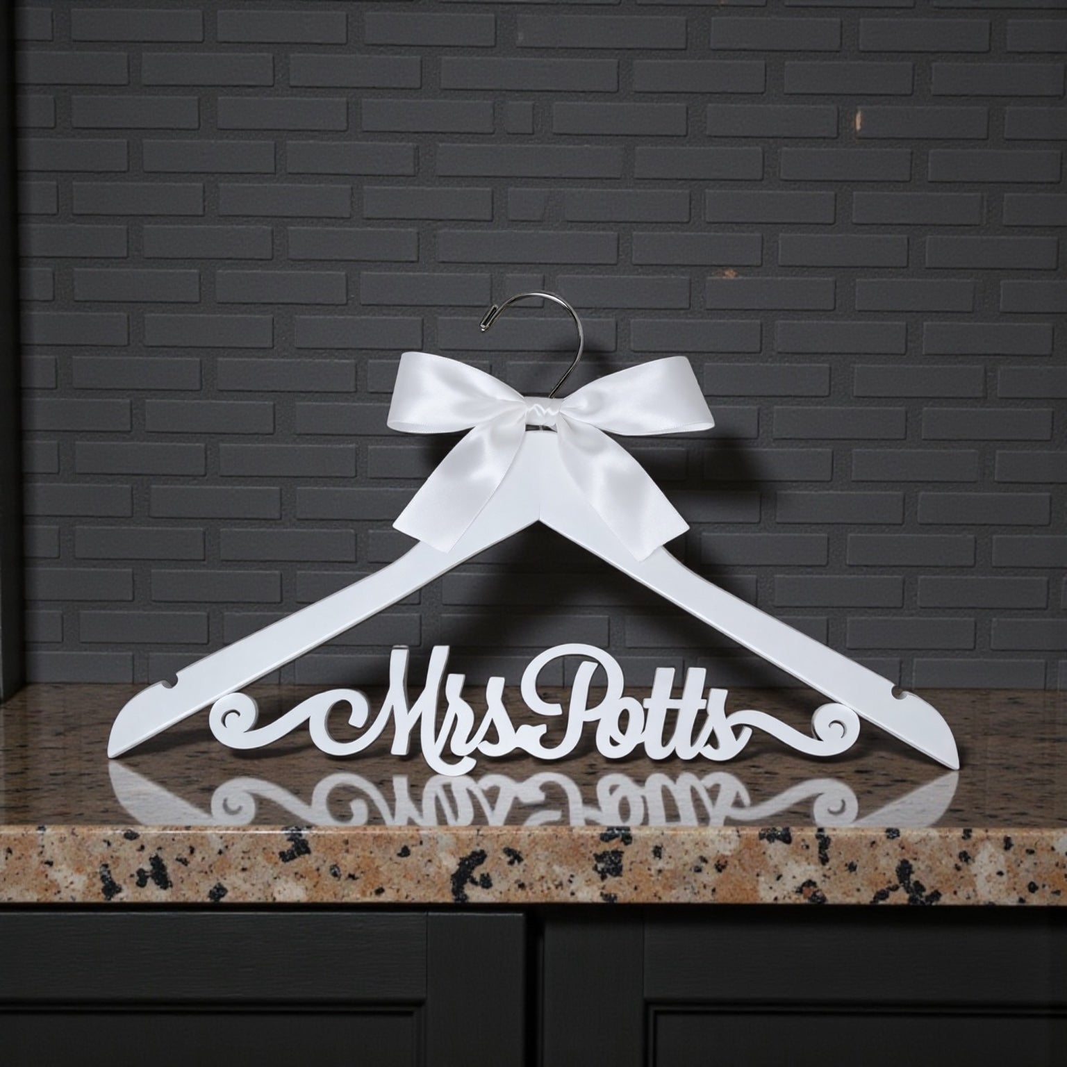 Custom Personalized Wood Wedding Hanger Custom Swirl Ornate Name Wedding Dress Bride Keepsake