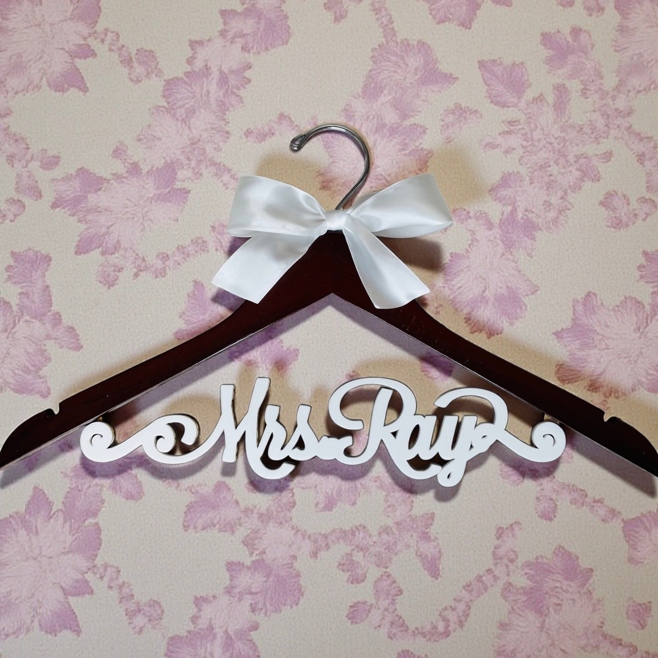 Custom Personalized Wood Wedding Hanger Custom Swirl Ornate Name Wedding Dress Bride Keepsake