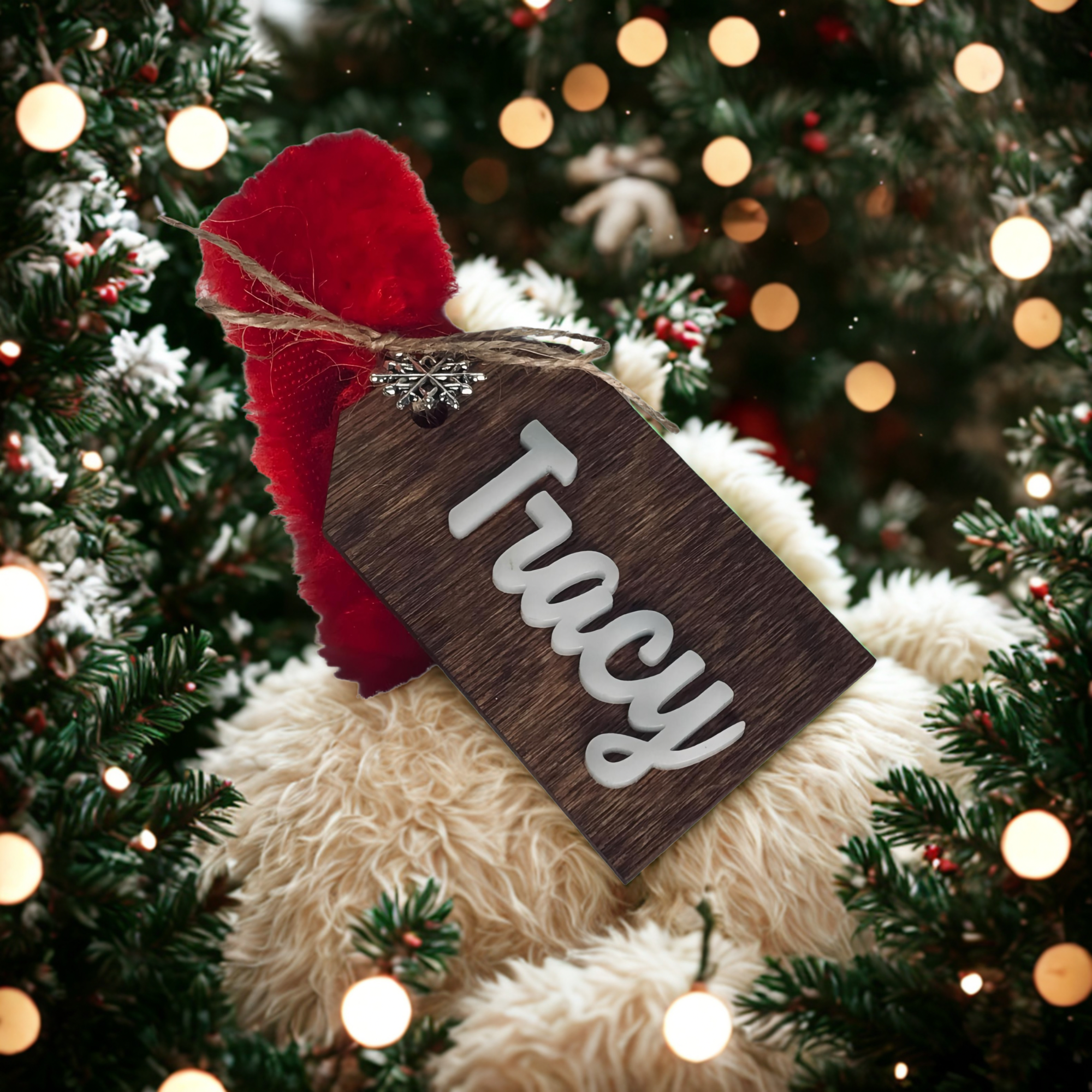 🎄 Personalized Stocking Tags – Custom Name • Laser Cut • Holiday Gift Tags