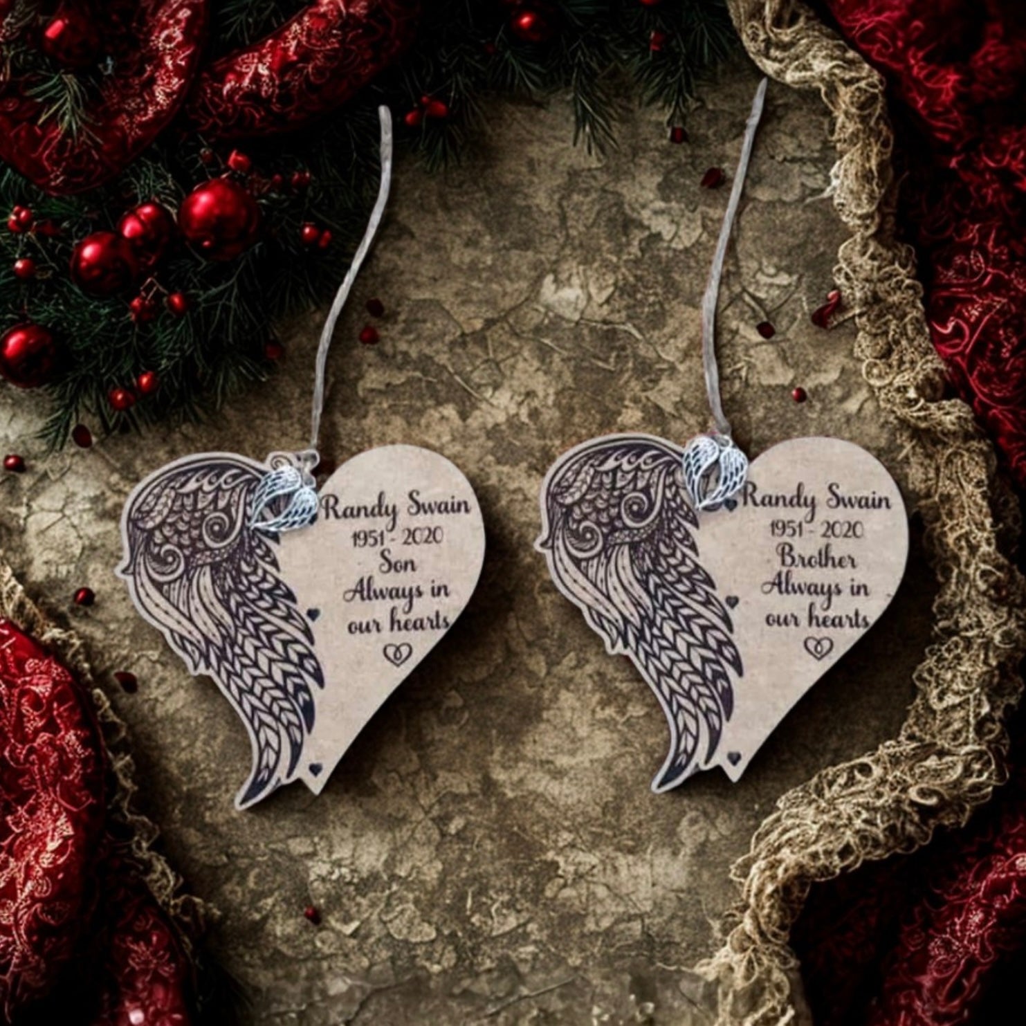 Personalized memorial ornament with name and dates