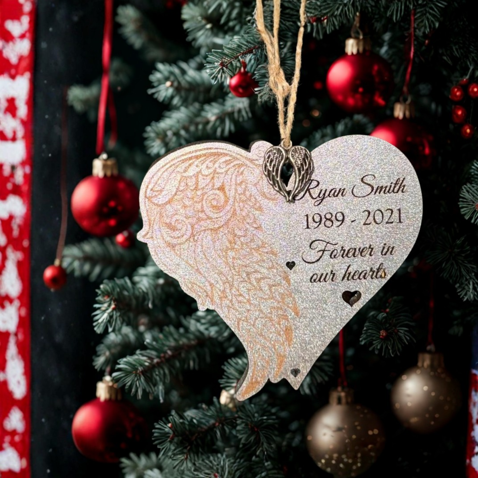 Personalized memorial ornament with name and dates
