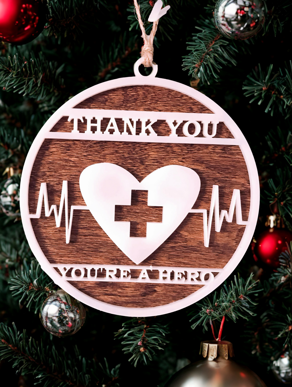Healthcare Worker Thank You Hero Nurse Doctor RN EMT Christmas Medical Ornament 2025