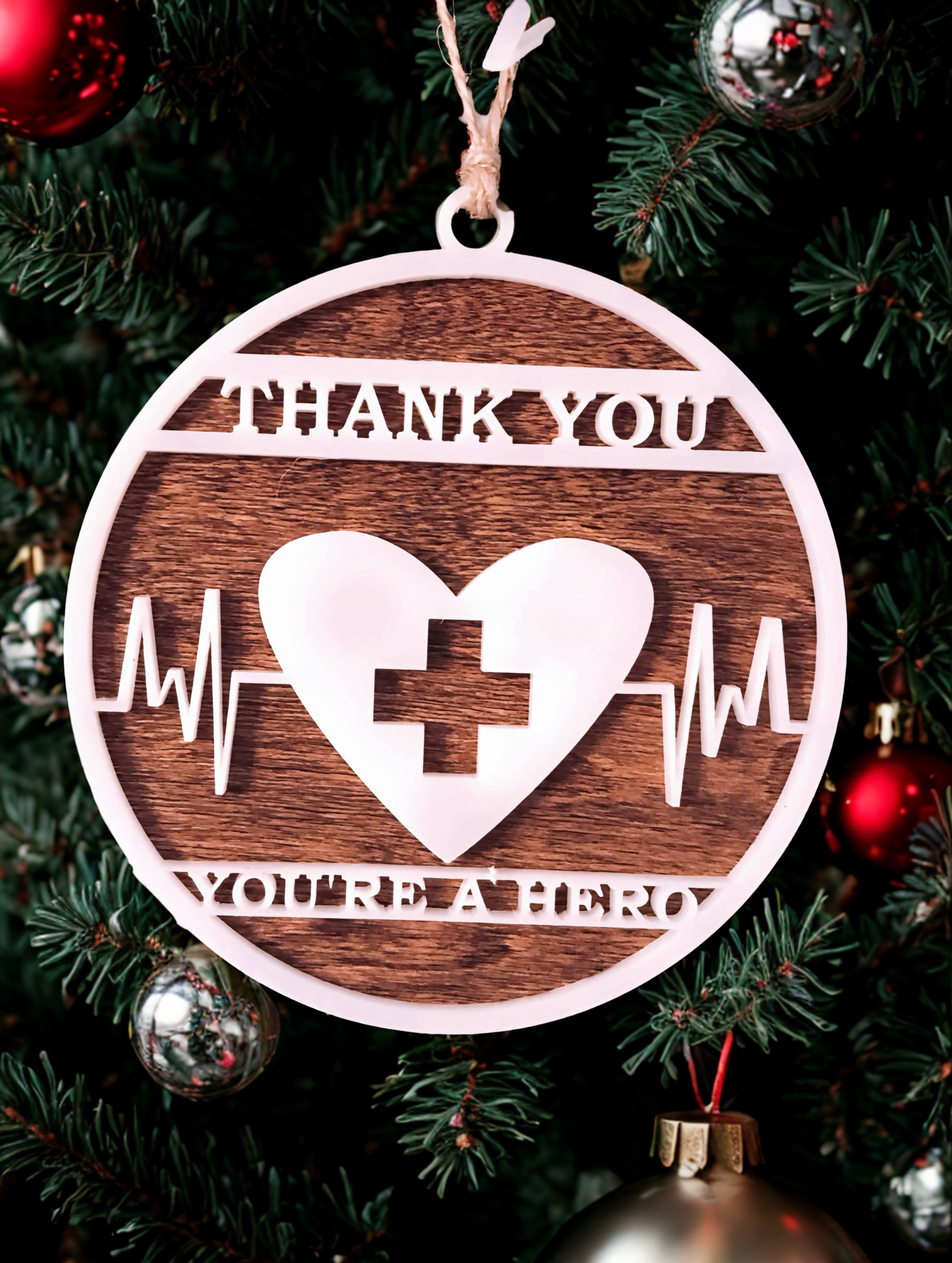 Healthcare Worker Thank You Hero Nurse Doctor RN EMT Christmas Medical Ornament 2025
