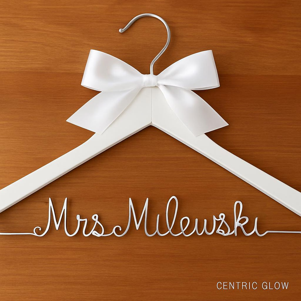 Custom Bride Hanger Personalized Wedding Dress Hanger with Handmade Wire Name