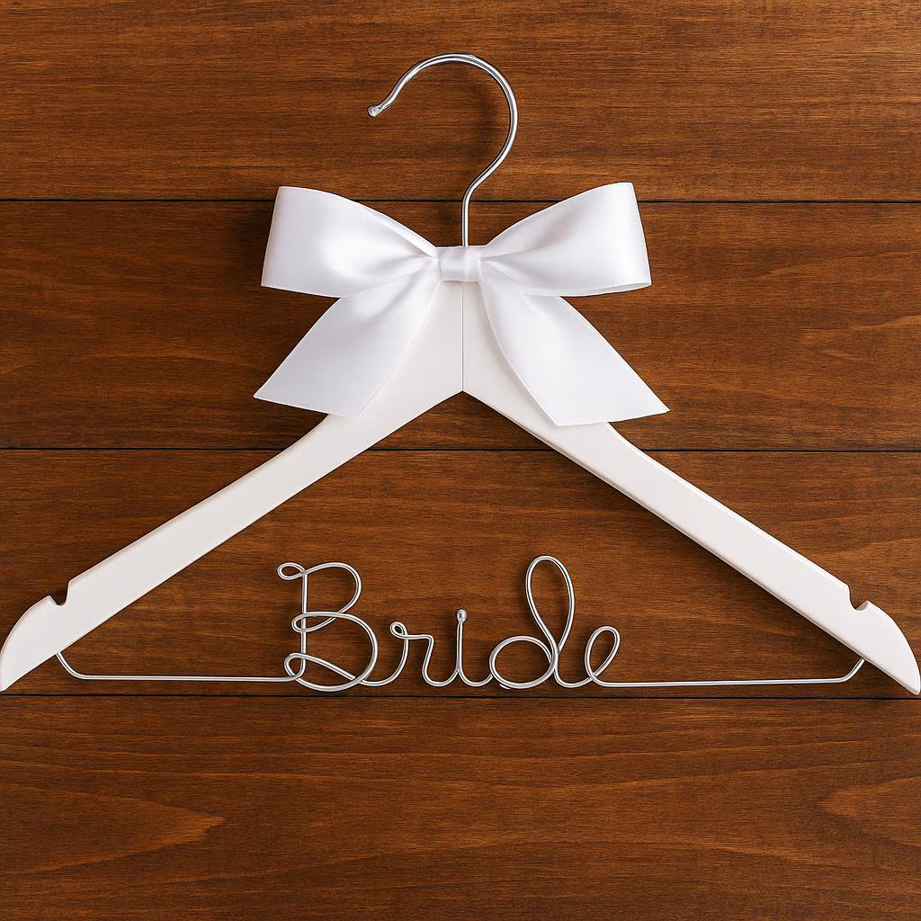 Custom Bride Hanger Personalized Wedding Dress Hanger with Handmade Wire Name