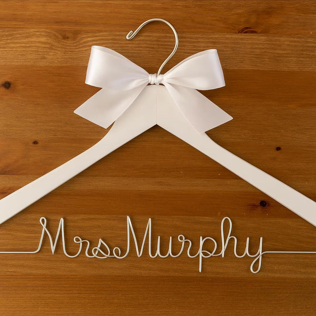 Custom Bride Hanger Personalized Wedding Dress Hanger with Handmade Wire Name